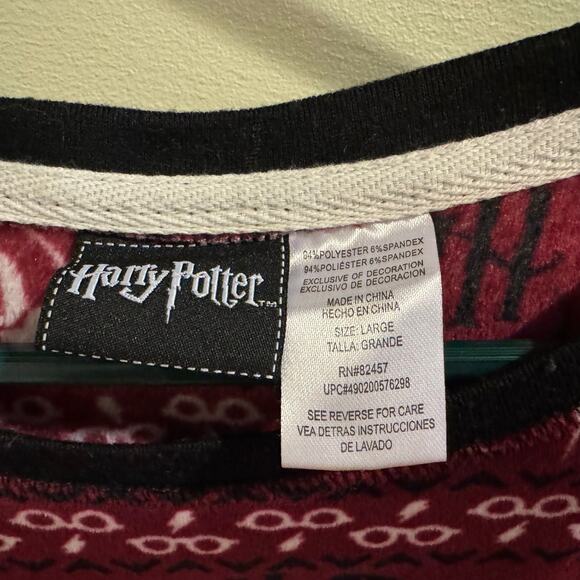 Harry Potter Fleece Pajama Set Womens Maroon Size Large - Picture 2 of 8